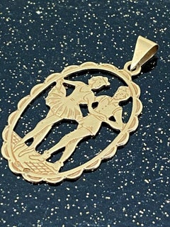 Pas De Deux "Ballet Dancing Couple" 14K Rose Gold Italian Openwork Pendant