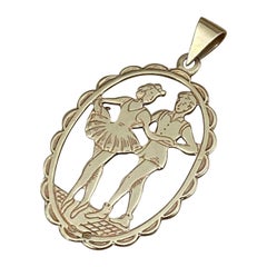 Pas De Deux "Ballet Dancing Couple" 14K Rose Gold Italian Openwork Pendant