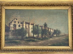 Pasadena San Gabriel Mission Victorian Oil Painting on Canvas by Ellen B. Farr
