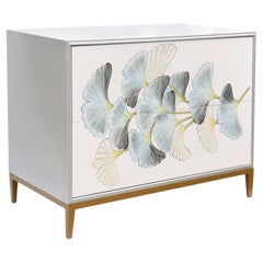 Pasargad Home Annabelle Silver Nightstand, 2 Floral Drawers & Bronze Metal Frame