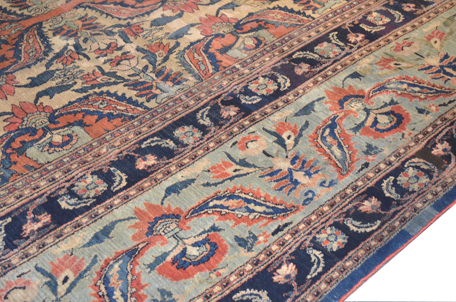 Antike Aserbaidschan Beige Lammwolle Bereich Teppich (Handgefertigt) im Angebot