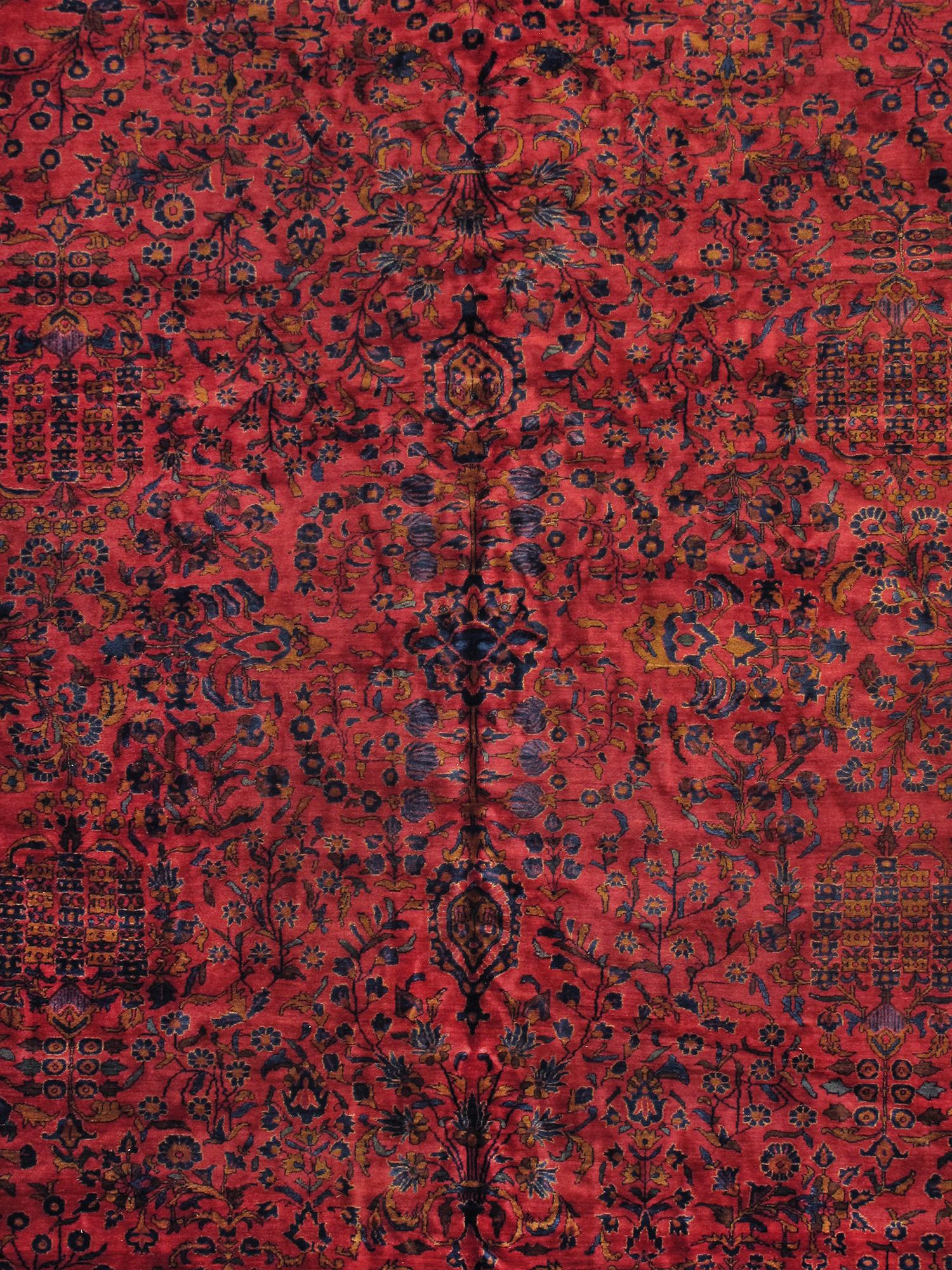 Breathtaking and quite rare antique Persian Kashan rug, country of origin / rug type: Persian rug, circa date: 1910 Size: 12 ft x 15 ft