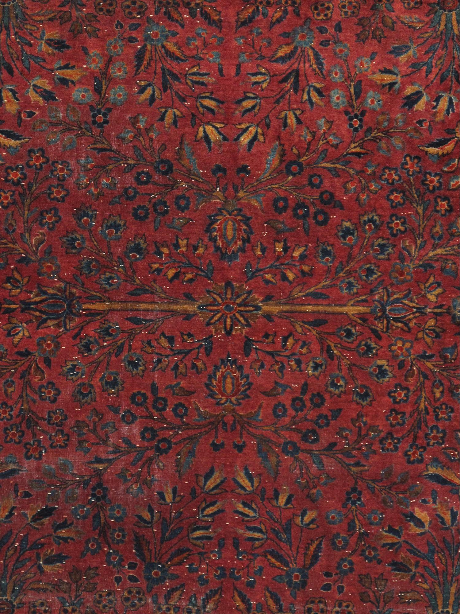 Atemberaubende und sehr seltene antike persische Kashan Teppich, Herkunftsland / Teppich Typ: Perserteppich, circa Datum: 1910. Größe: 10 ft 6 in x 14 ft 10 in