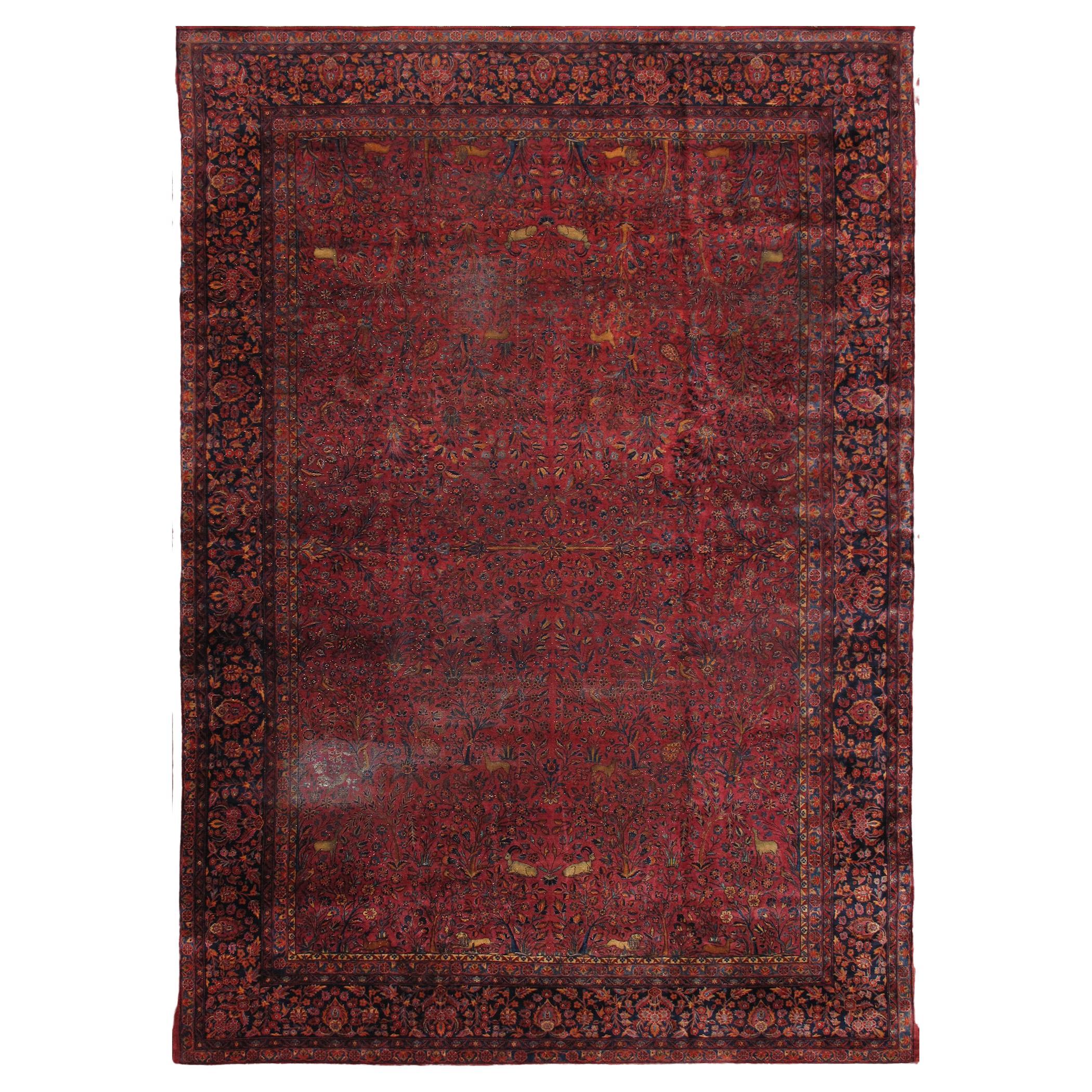 Pasargad Home Antiker persischer Kashan-Teppich 10 ft 6 in x 14 ft 10 in im Angebot
