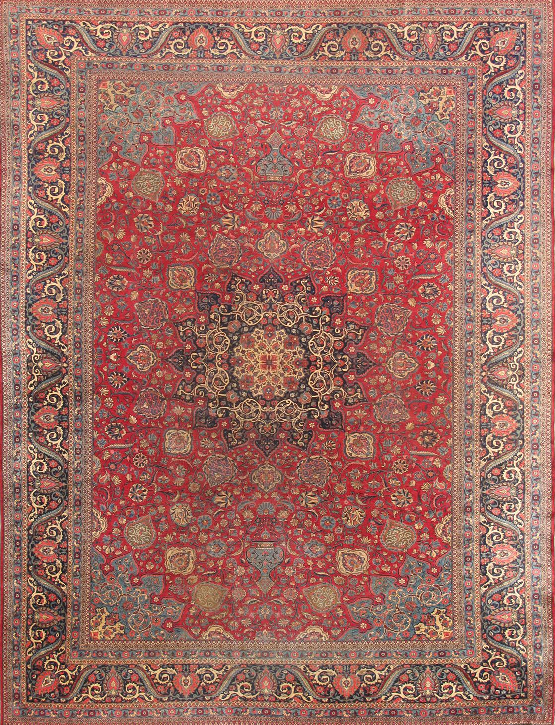 Pasargad Home Antique Persian Dabir Kashan rug 10 ft 5 in x 13 ft 6 in  In Excellent Condition For Sale In Port Washington, NY