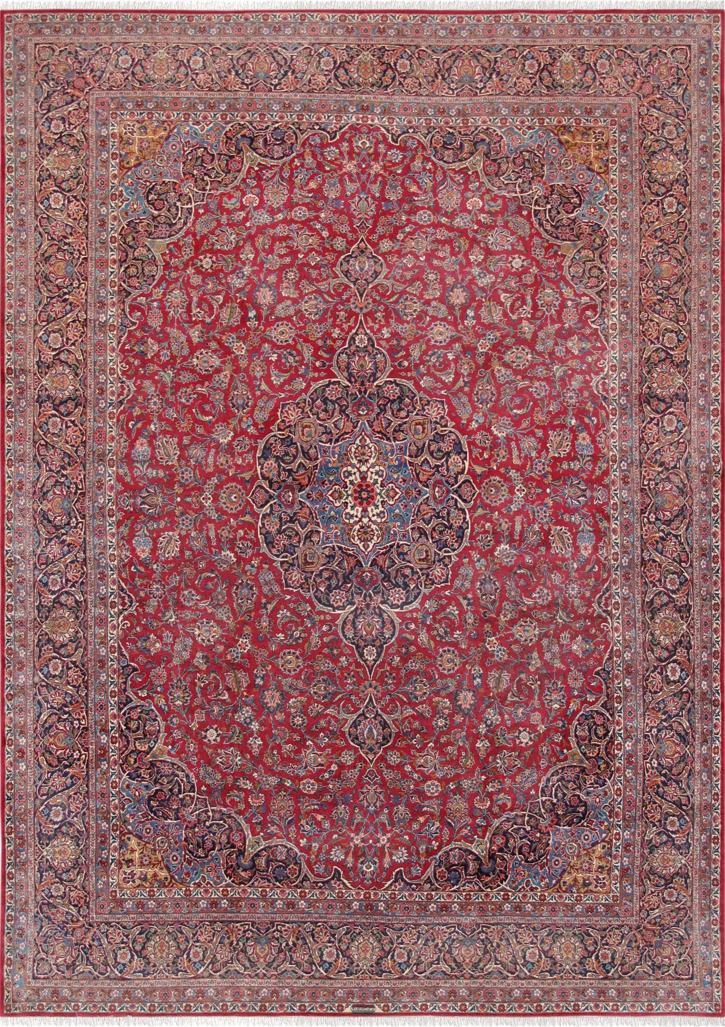 Azerbaijani Pasargad Home Antique Persian Kashan 10 ft 7 in x 15 ft For Sale