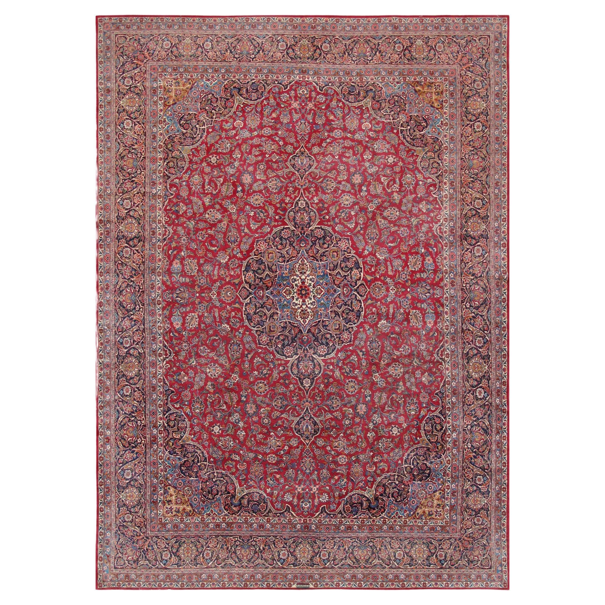 Pasargad Home Antique Persian Kashan 10 ft 7 in x 15 ft For Sale