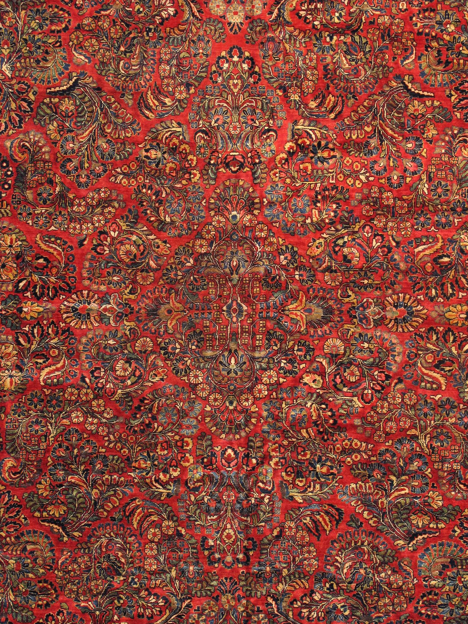 Breathtaking and quite rare Antique Persian Sarouk, country of origin / rug type: Persian rug, circa date: 1910. Size: 12 ft 10 in x 20 ft 5 in