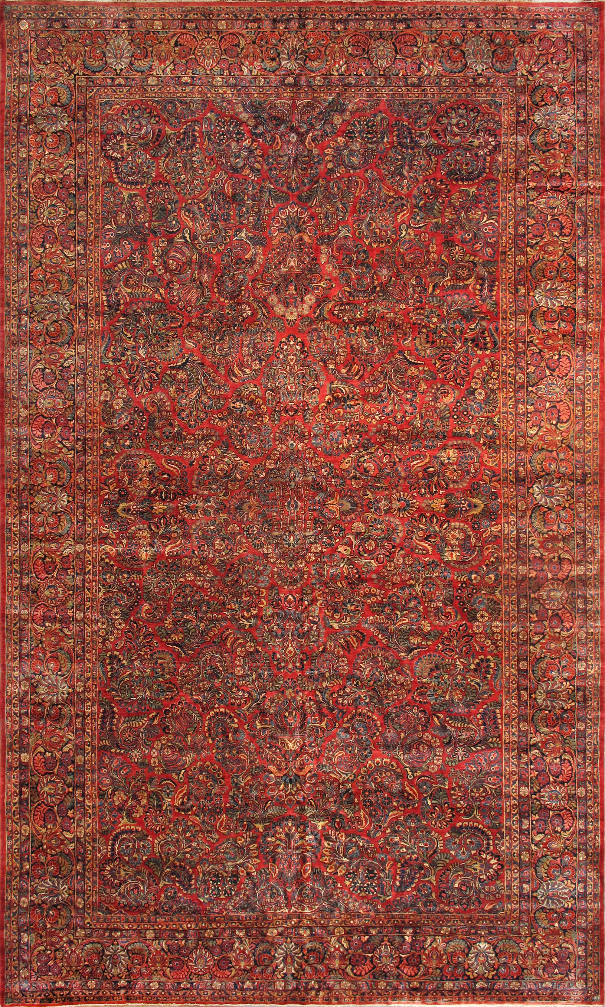 Pasaragad Home Antiker persischer Sarouk-Teppich 12 ft 10 in x 20 ft 5 in  im Angebot