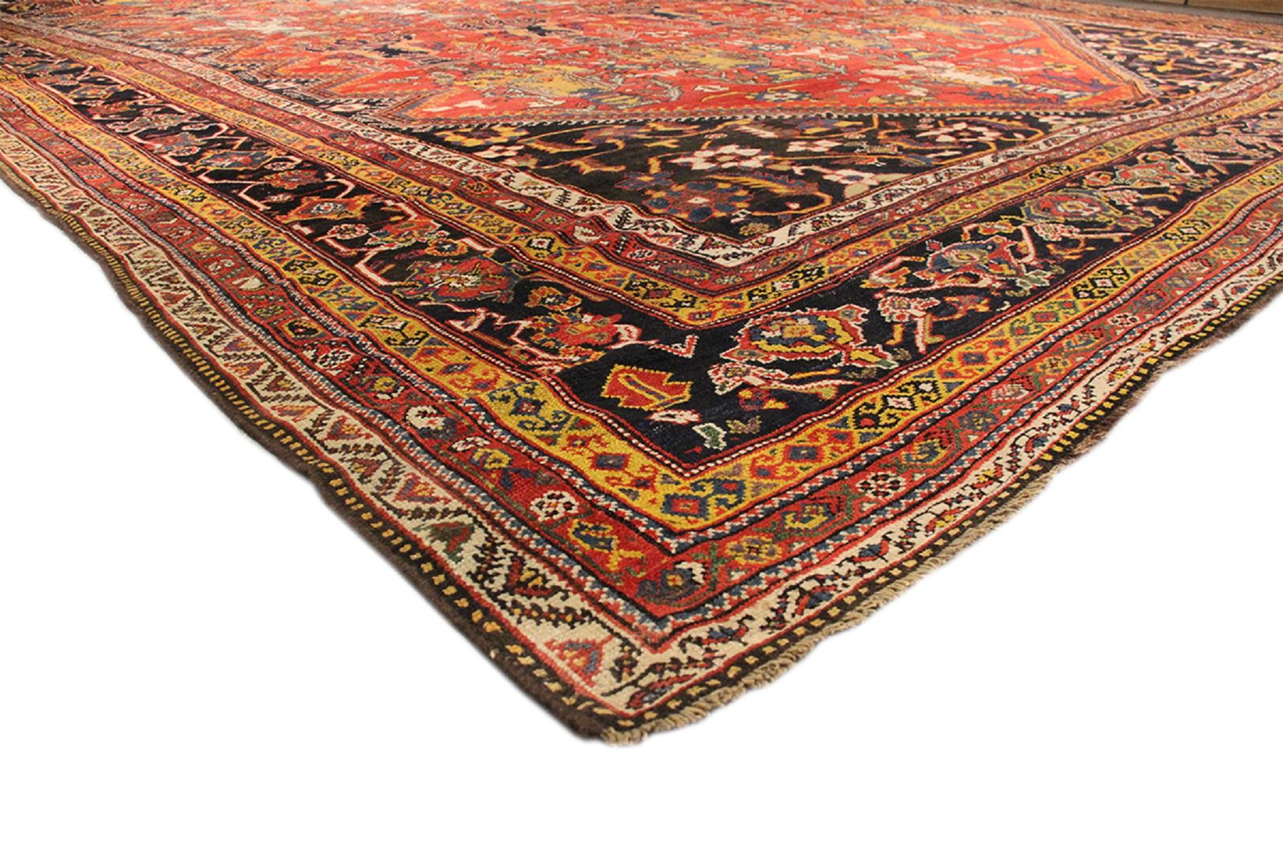 Wool Pasargad Home Antique Persian Bakhtiari rug 13 ft 8 in x 22 ft 2 in For Sale