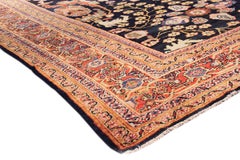 Antique Melody Collection Navy Lamb's Wool Area Rug