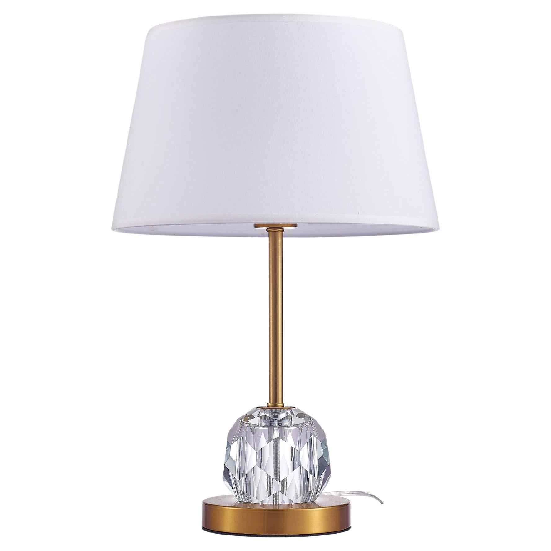 14 Inch Table Lamp, Crystal Pyramid Shaped Frame, Stone Studded, Silver By Casagear Home main image 1