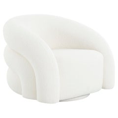 Pasargad Home Azzurro Design boucle Lounge Chair, Ivory
