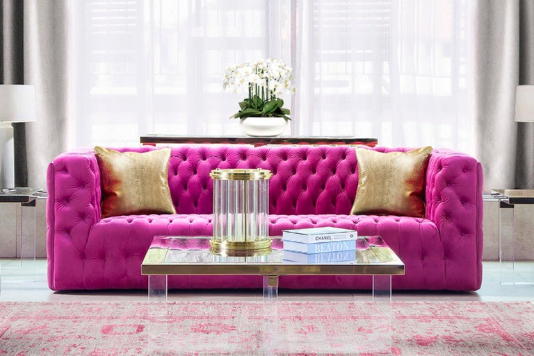 Pasargad Home Calypso Lucite and Stainless Steel Hurricane For Sale at