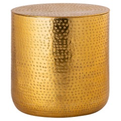 Pasargad Home Corfu Hand Hammered Drum Side Table with Storage