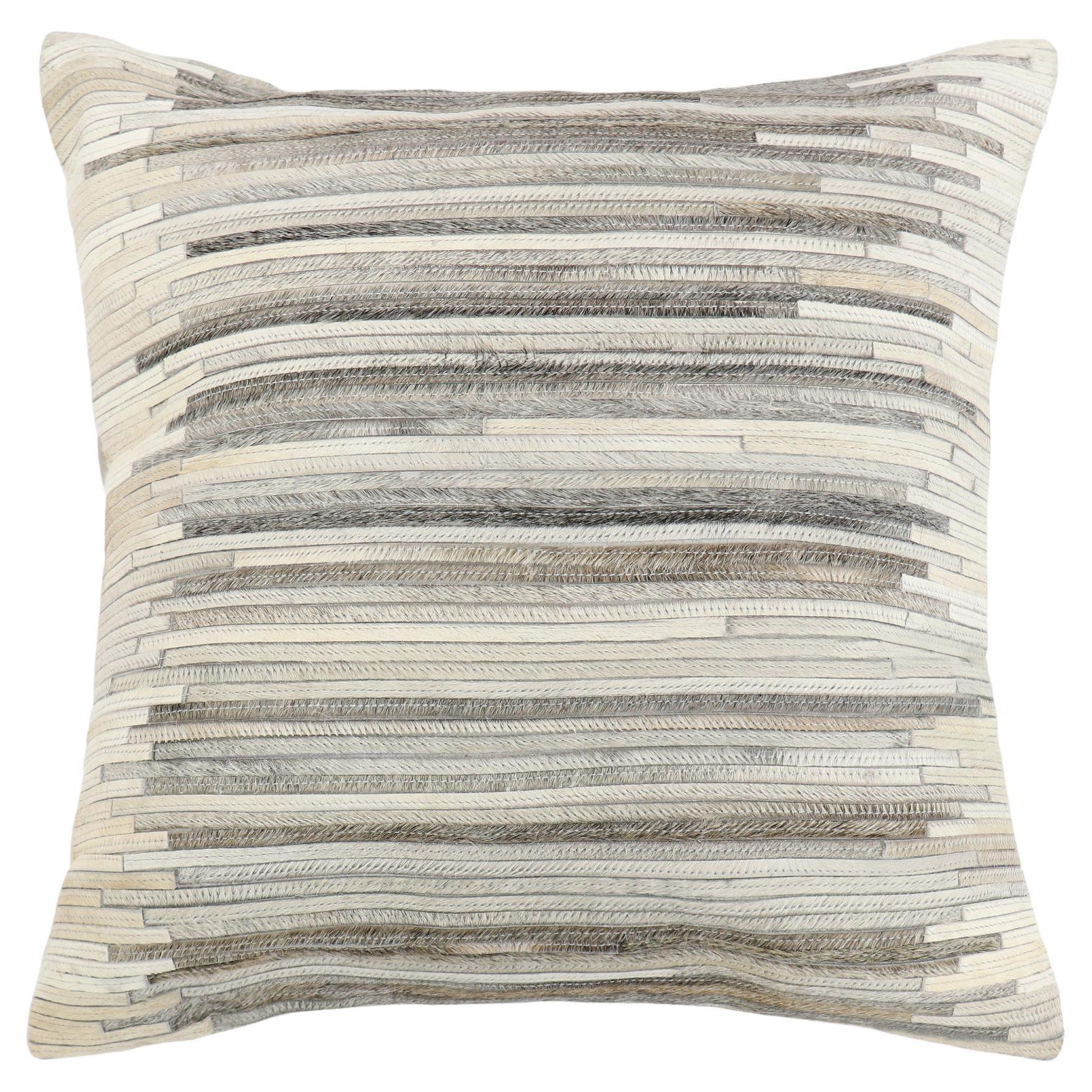 Salt and Pepper Brazilian Cowhide Pillow For Sale at 1stDibs