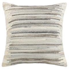 Pasargad Home Cowhide Decorative Throw Pillow, Ivory