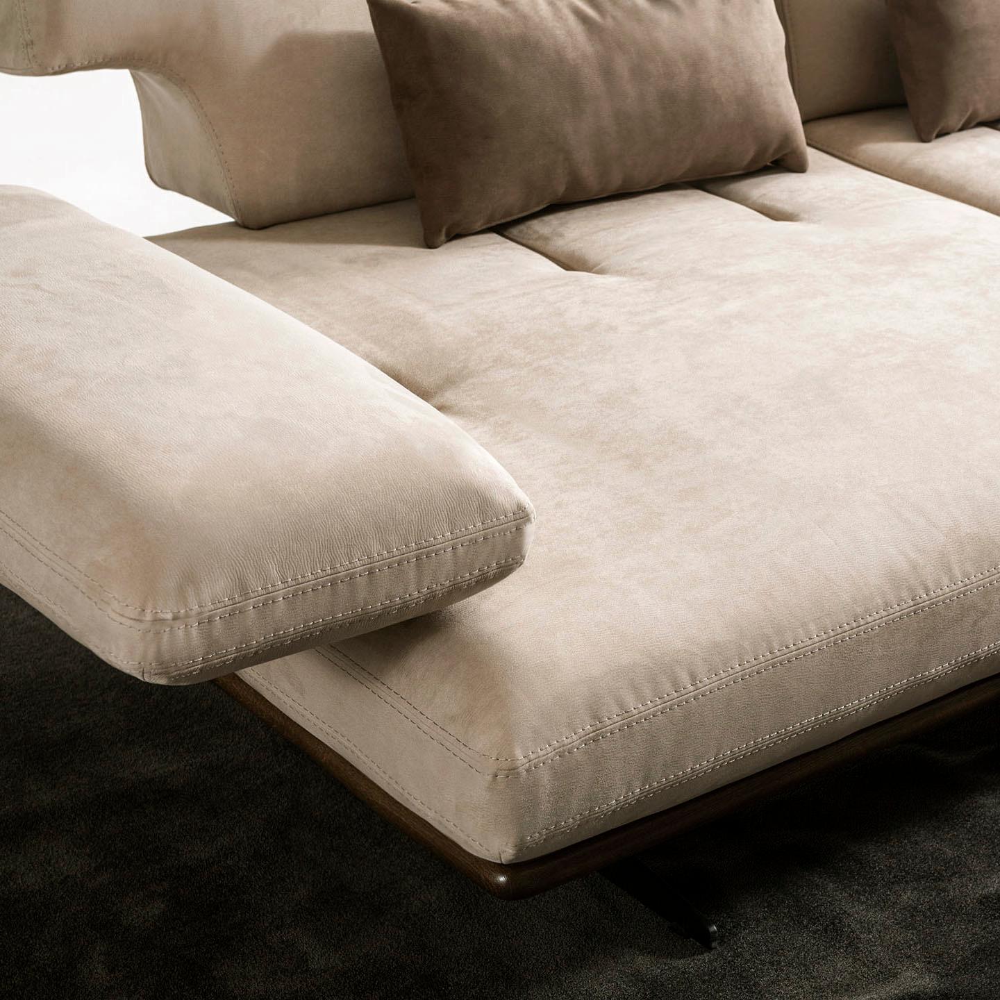 Contemporary Pasargad Home Delano Beige Sofa with Sliding Backrest and Armrest For Sale
