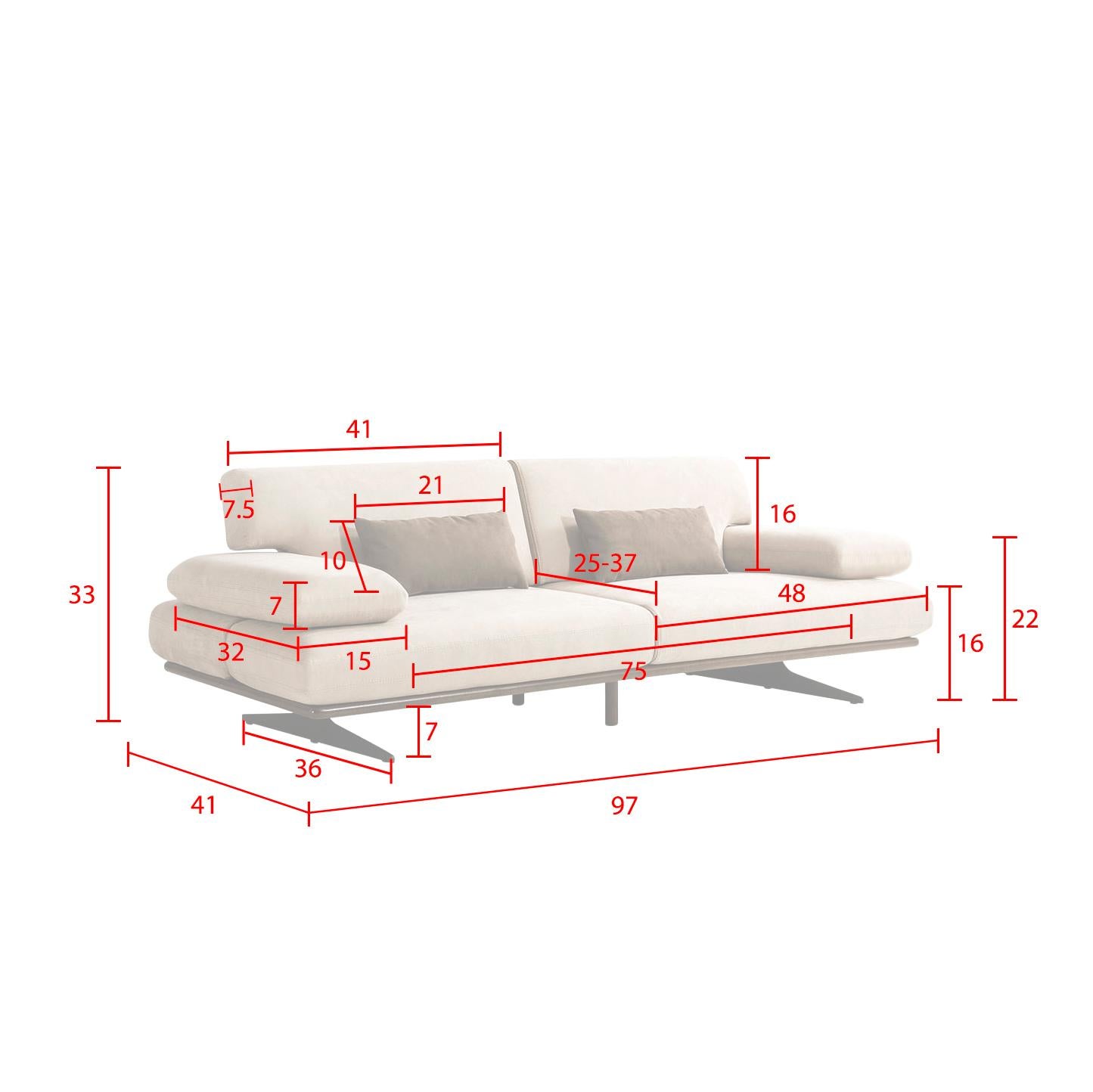 Suede Pasargad Home Delano Beige Sofa with Sliding Backrest and Armrest