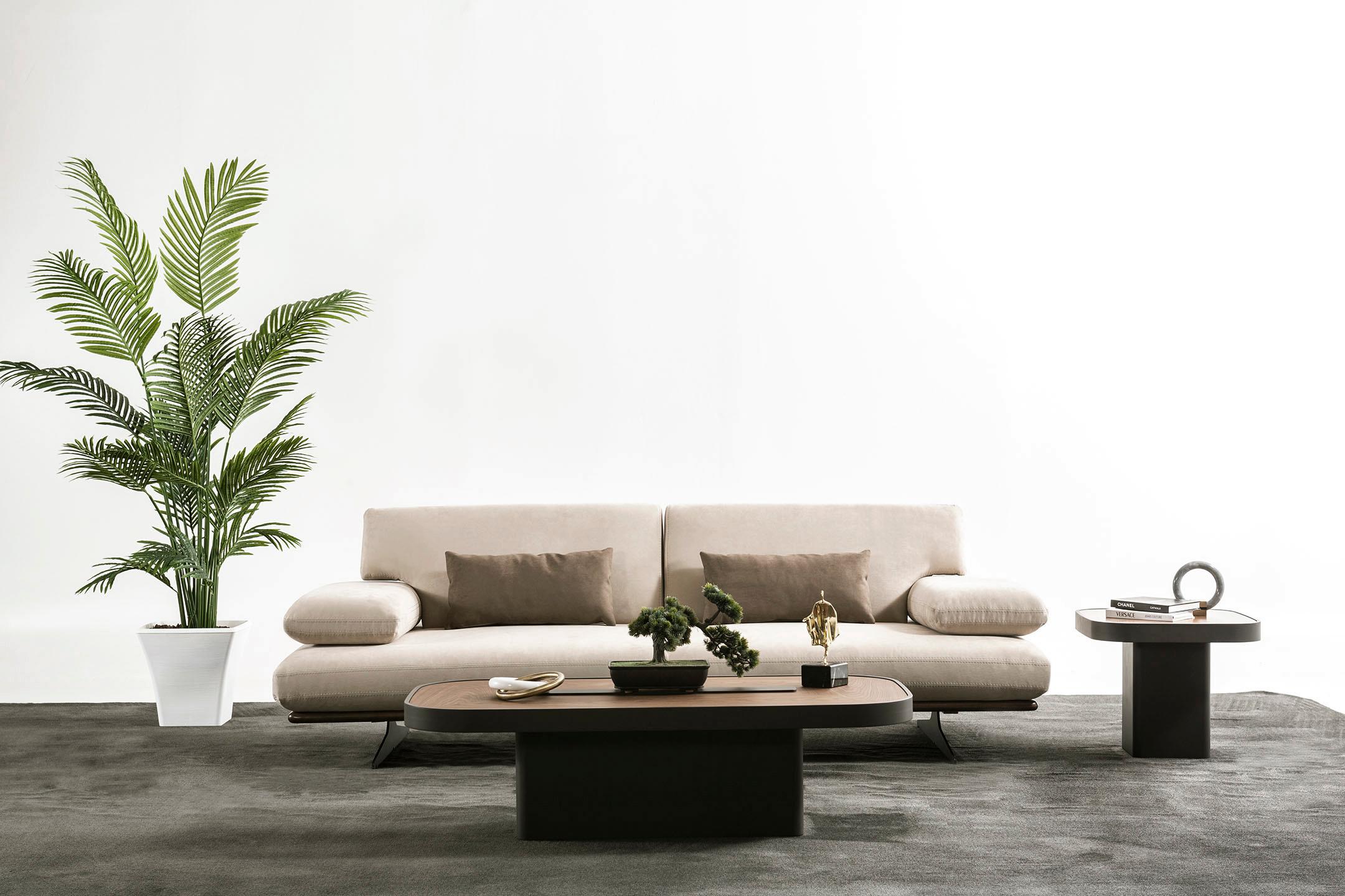 Pasargad Home Delano Beige Sofa with Sliding Backrest and Armrest 1