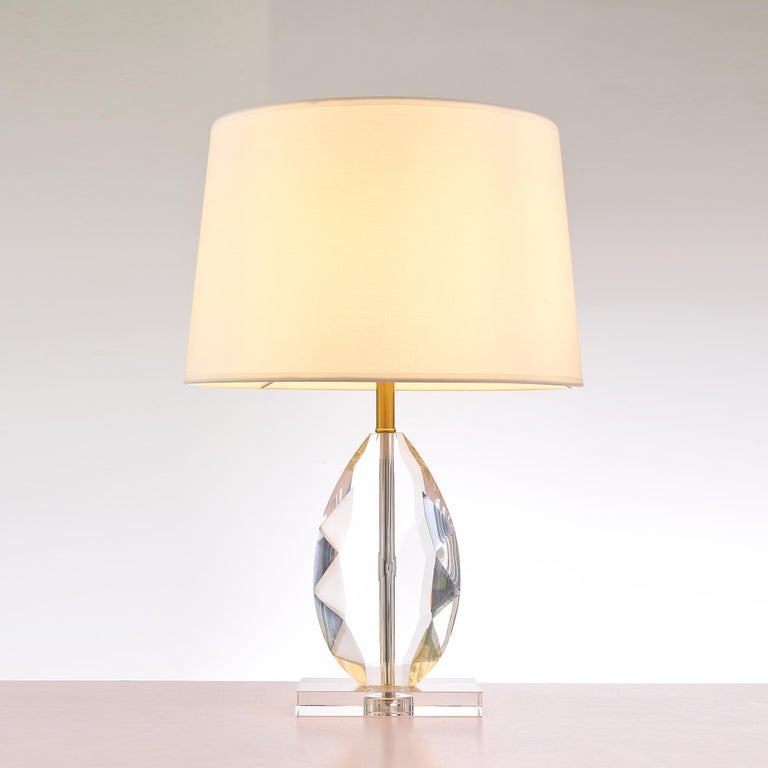 Image showcasing Pasargad Home Lauren Collection Metal and Crystal Table Lamp Lights For ...