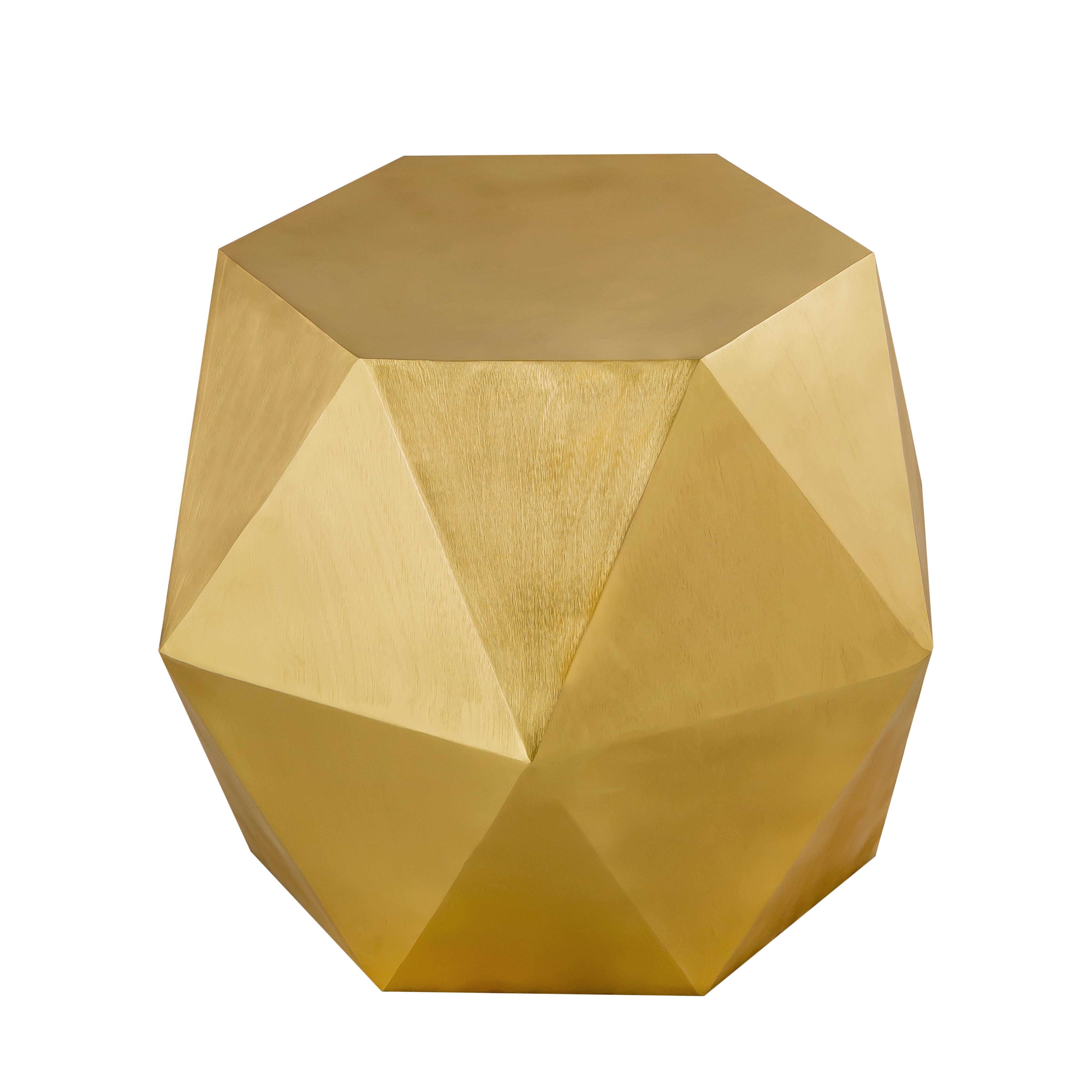 Indian Pasargad Home Lexi Diamond Shape Iron Side Table, Brass