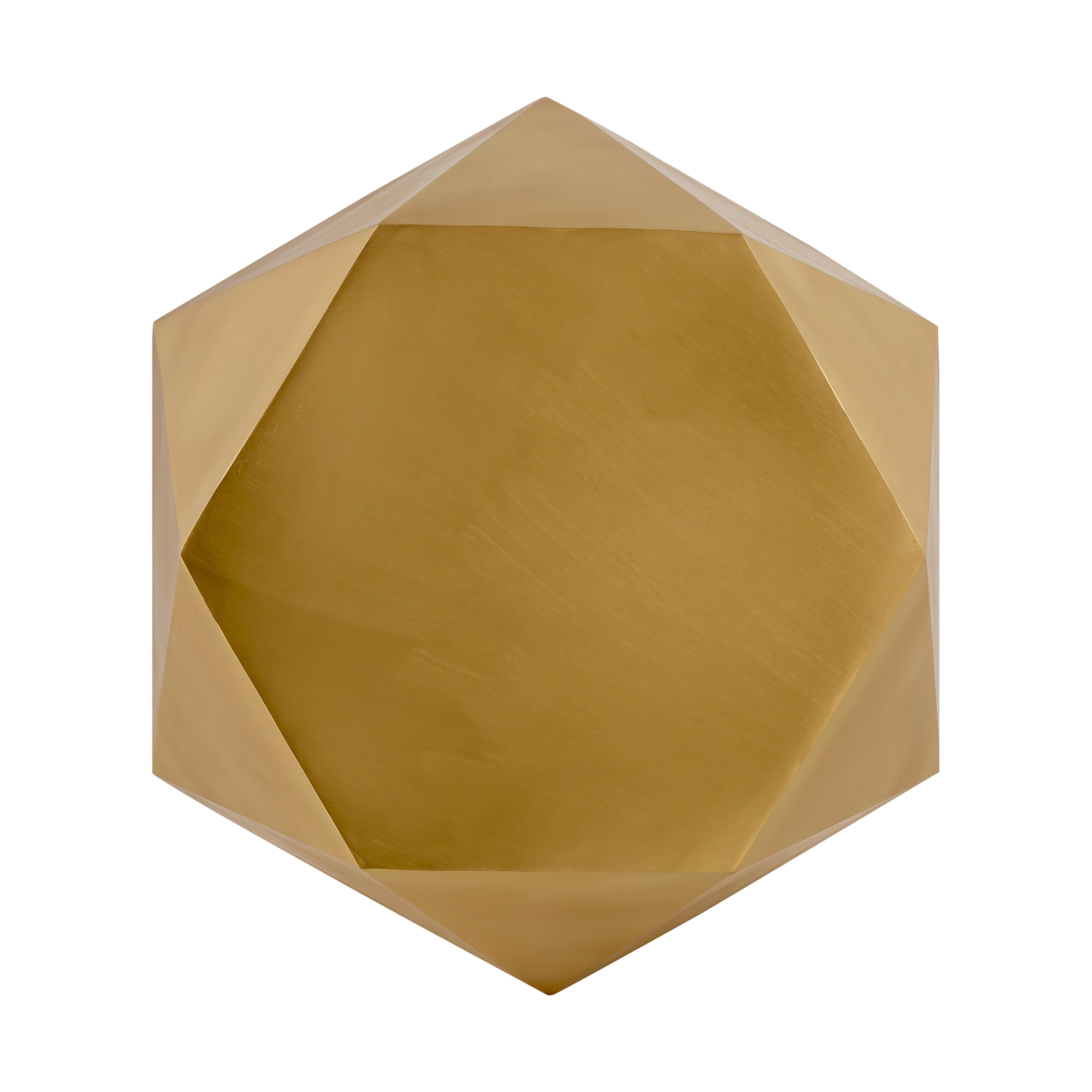 Contemporary Pasargad Home Lexi Diamond Shape Iron Side Table, Brass