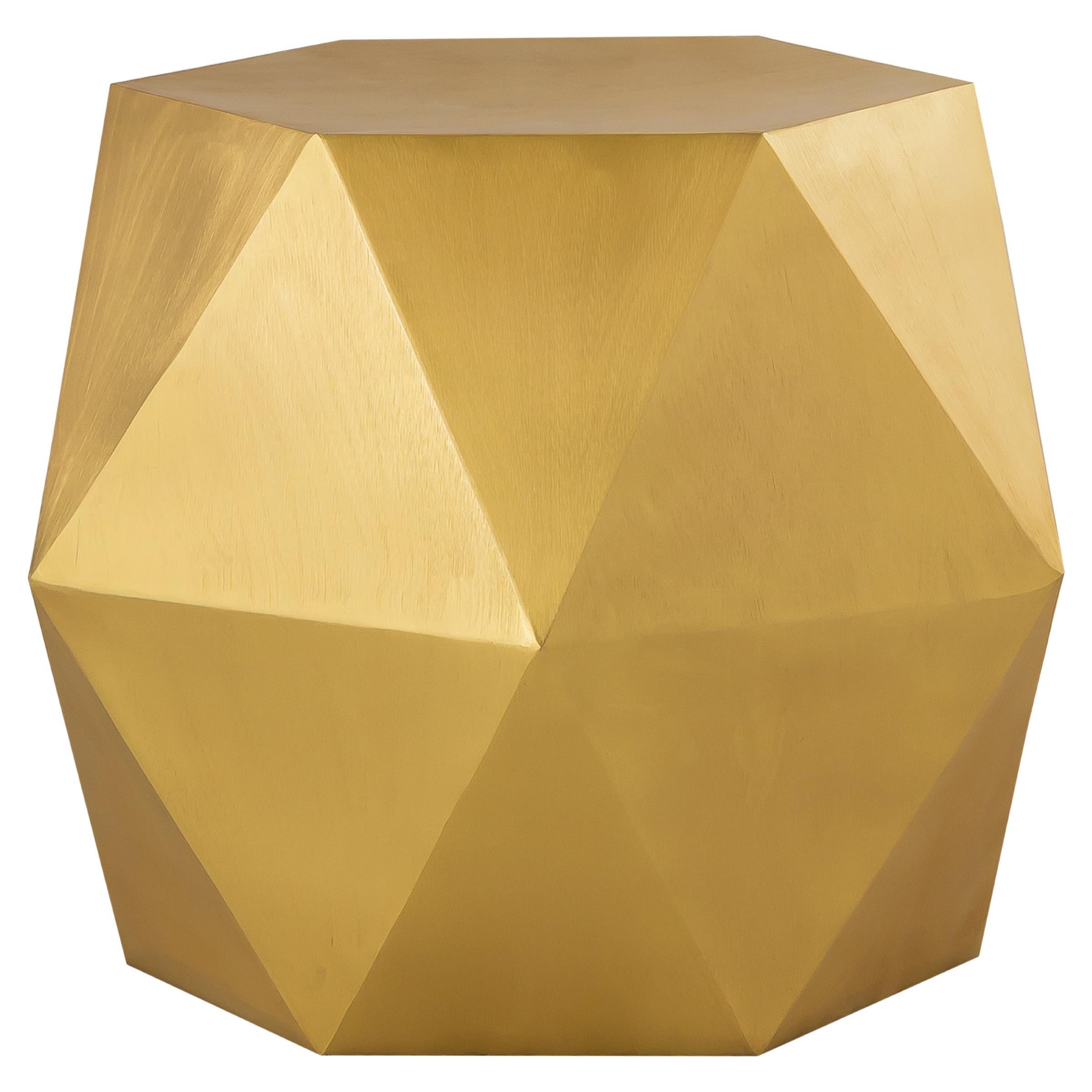 Pasargad Home Lexi Diamond Shape Iron Side Table, Brass