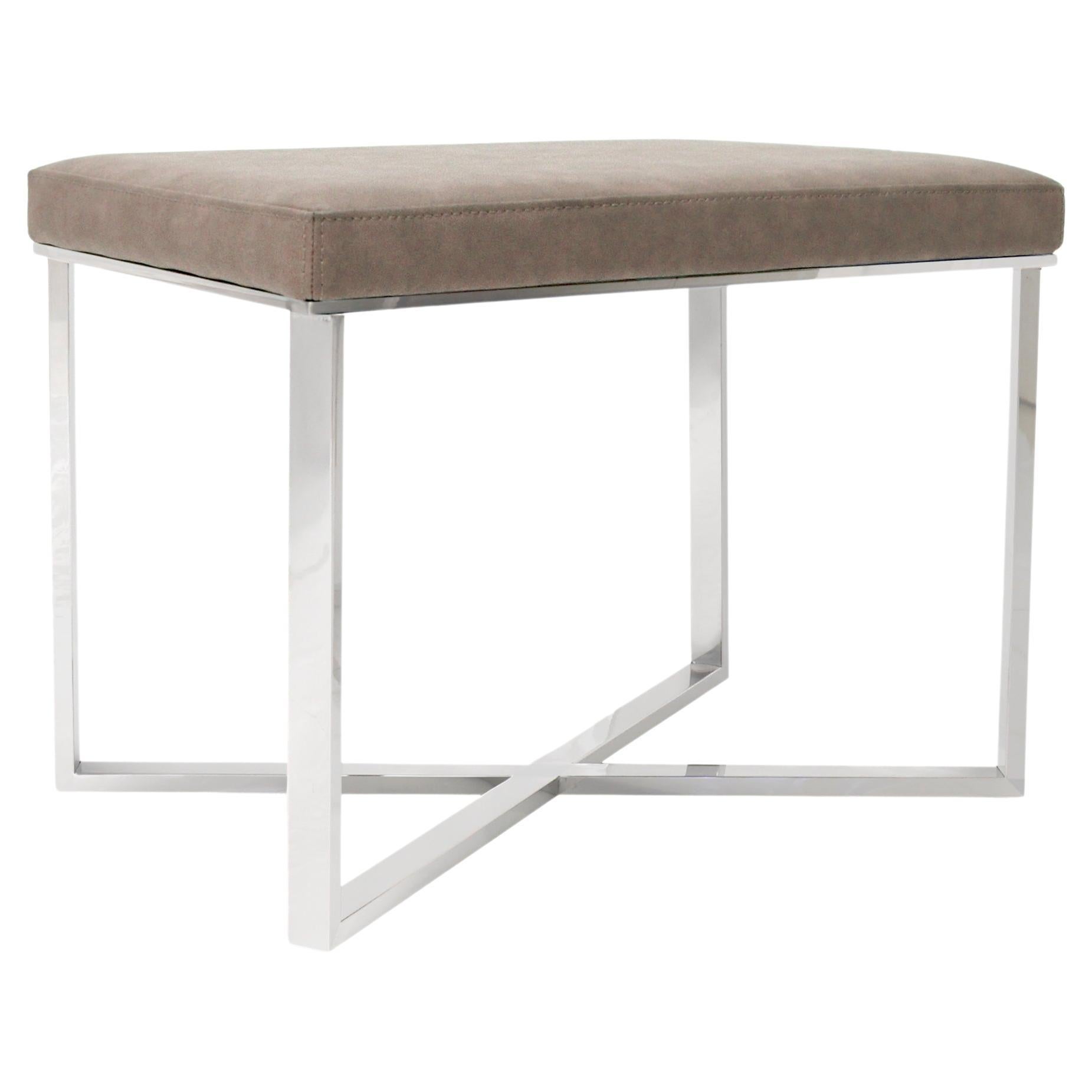 Acrylic Round Vanity Stool White Faux Leather at 1stDibs white