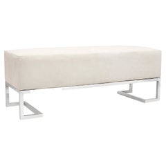 Pasargad Home Luxe Collection Ivory Fabric Bench