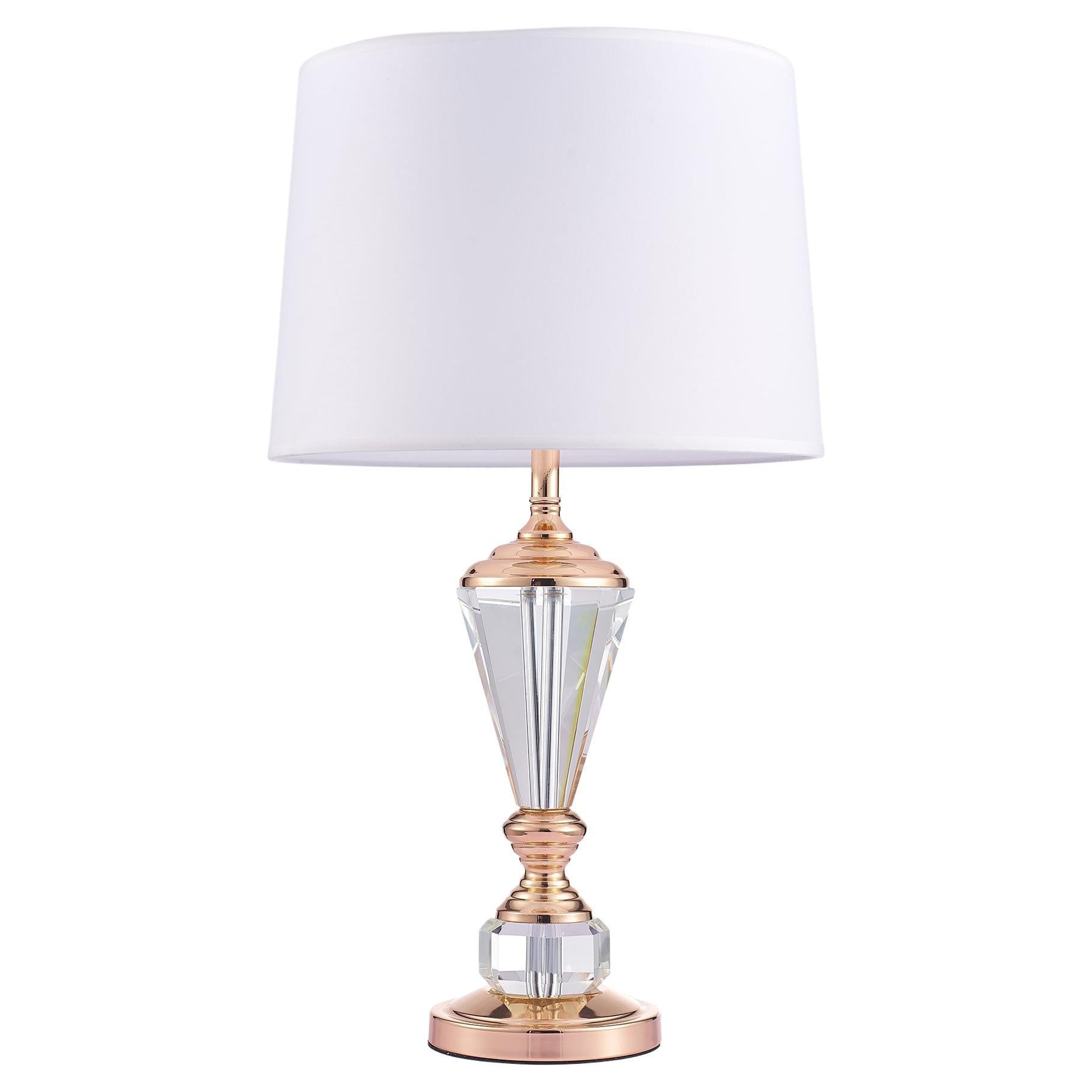 14 Inch Table Lamp, Crystal Pyramid Shaped Frame, Stone Studded, Silver By Casagear Home main image 0