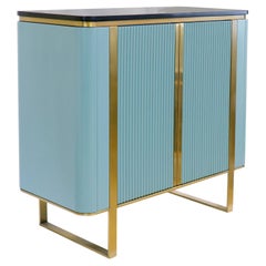 Pasargad Home Mayfair Modern Cabinet, 2 Door Wood Finish with Gold Metal Frame