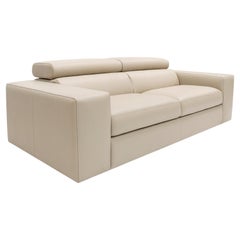 Pasargad Home Modena Collection Italian Leather Upholstered Sofa, Tan