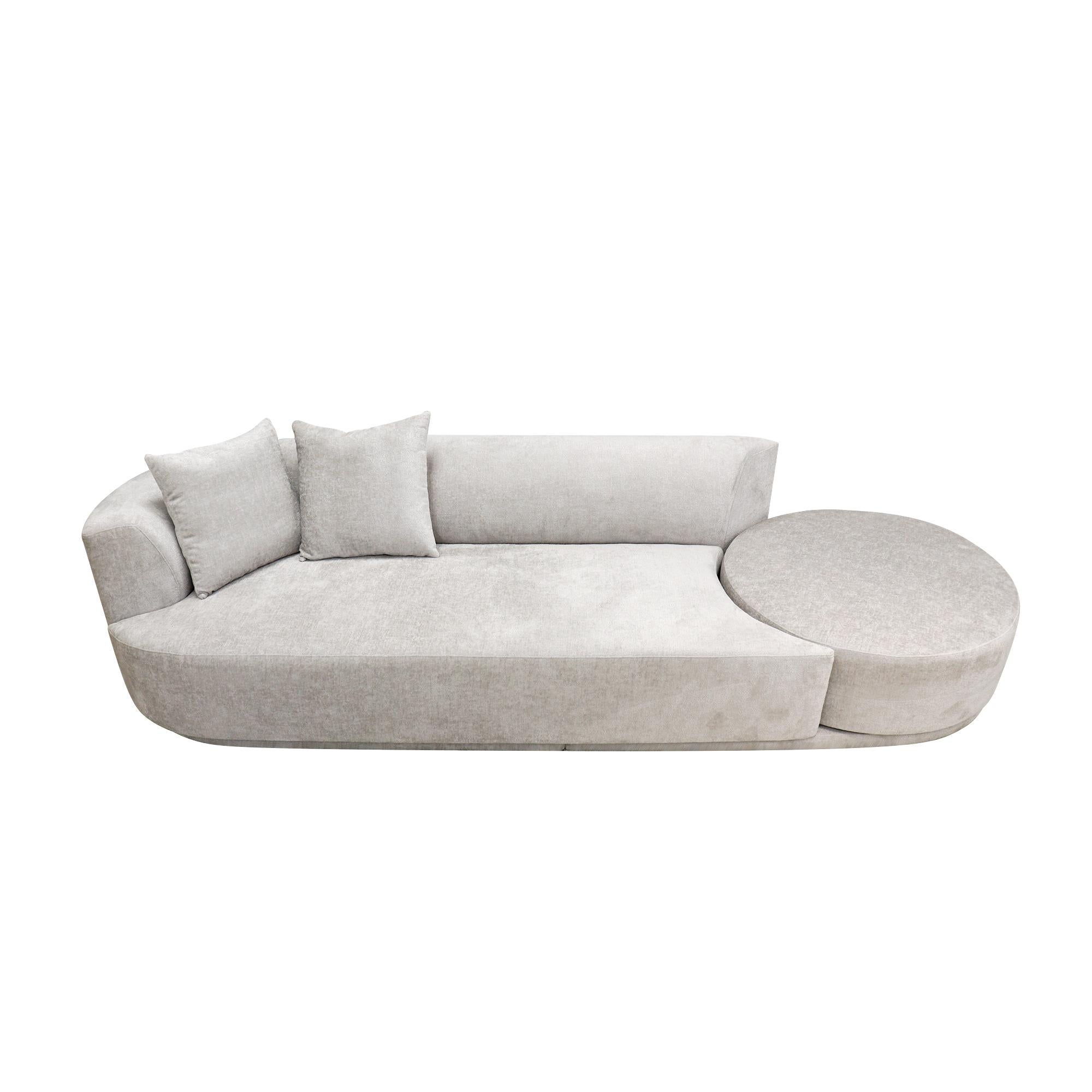 Contemporary Pasargad Home Noho Cielo Design Sofa with Swivel Ottoman & Pillows For Sale