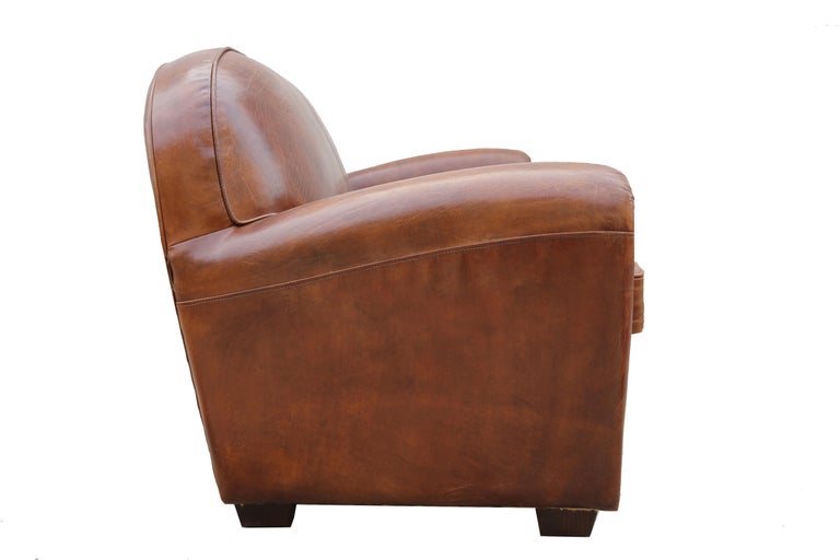 Pasargad Home Paris Club Genuine Leather Loveseat For Sale at 1stDibs