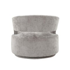 Pasargad Home Piagia Barrel Chair, Upholstered Metal Base Swivel Chair