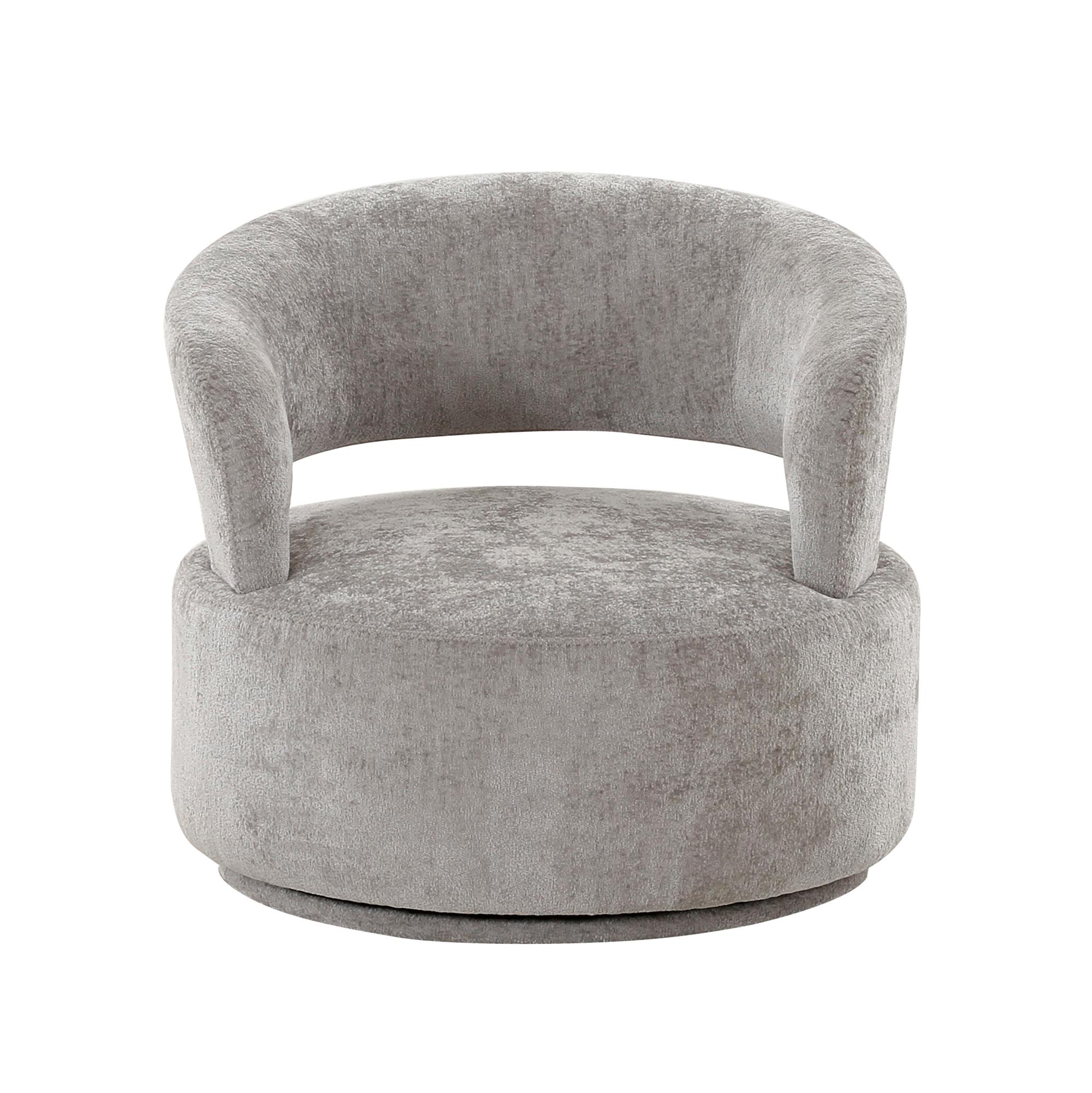 Pasargad Home Piagia Barrel Chair, Upholstered Metal Base Swivel Chair In New Condition In Port Washington, NY