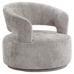 Pasargad Home Piagia Barrel Chair, Upholstered Metal Base Swivel Chair