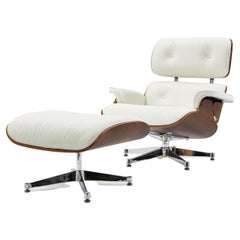 Pasargad Home Portofino Leather Lounge Chair, White