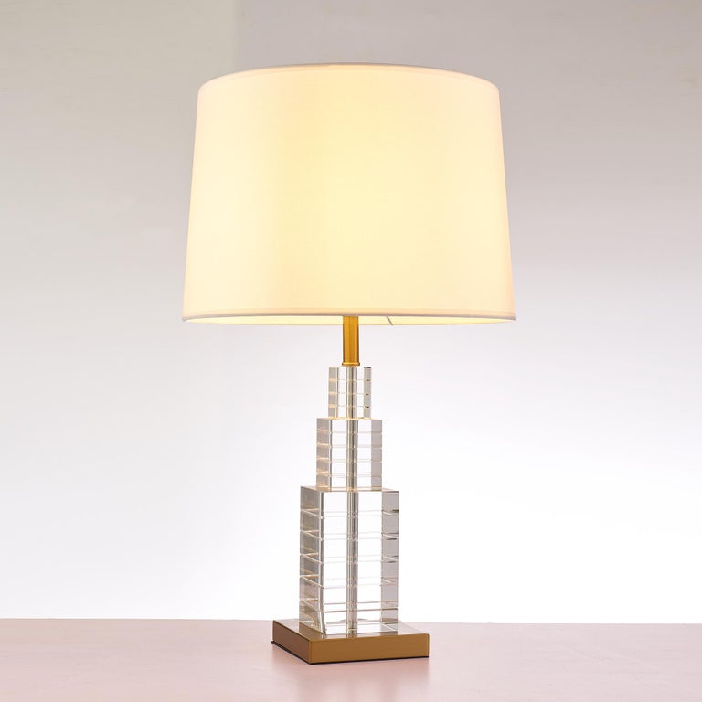 Image showcasing Pasargad Home Ramirez Collection Metal and Crystal Table Lamp Lights ...