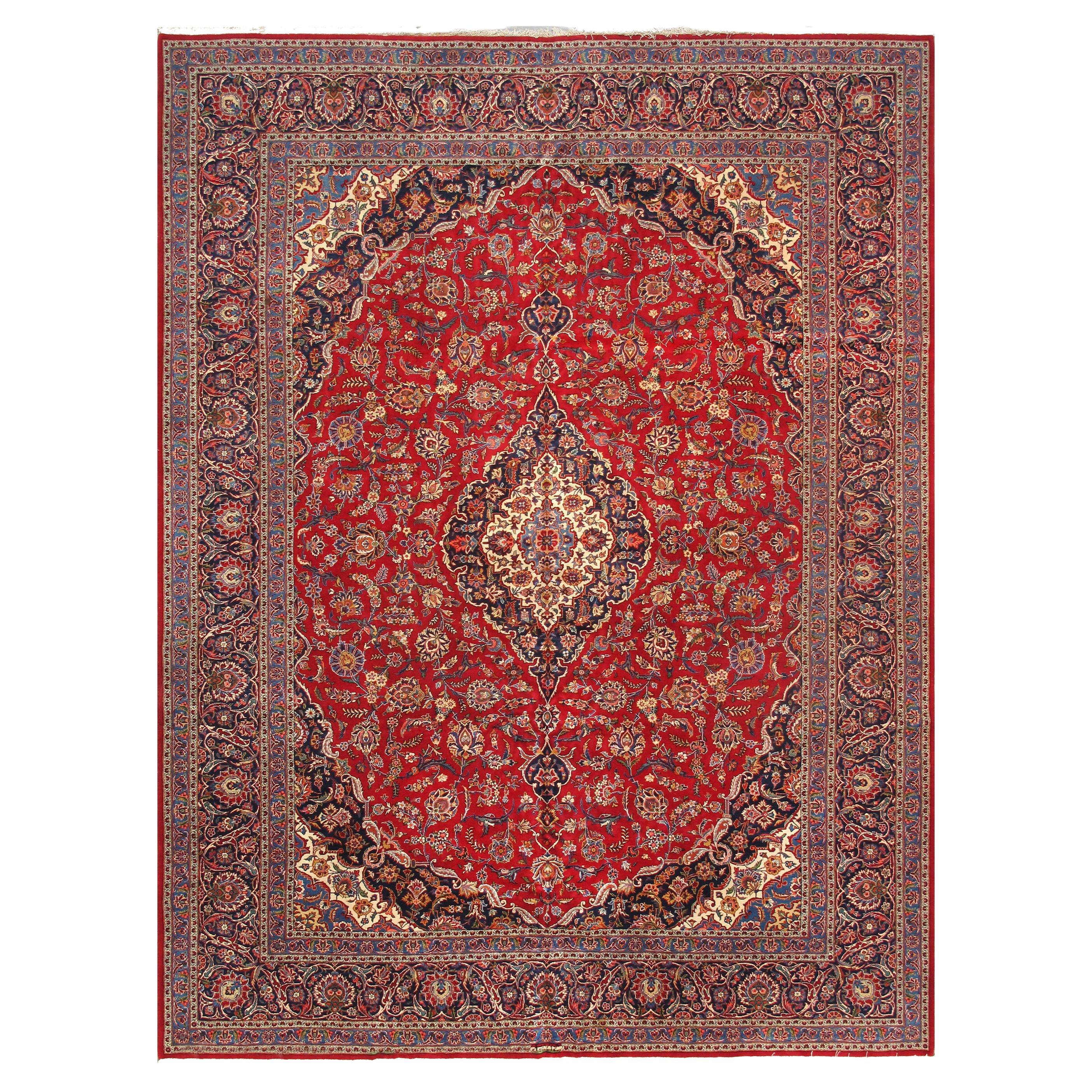Pasargad Home Antique Persian Kashan rug 10 ft 5 in x 14 ft   For Sale