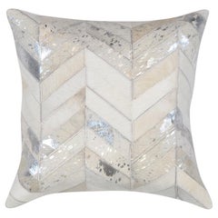 Pasargad Home Safari Cowhide Silver/Ivory Decorative Pillow