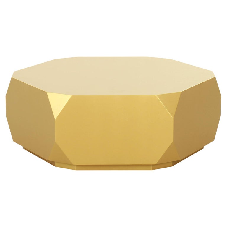 Pasargad Home Selva Design Wood Finish Coffee Table, Gold For Sale at