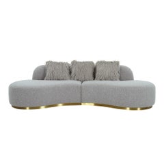 Pasargad Home Simona Curved Sofa, Grey