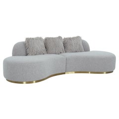 Pasargad Home Simona Curved Sofa, Grey