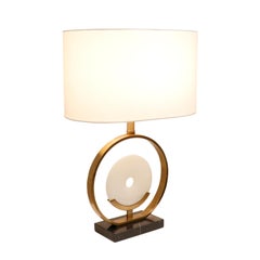 Pasargad Home Sphere Collection White Circular Piece of Marble and Metal Modern