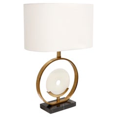 Pasargad Home Sphere Collection White Circular Piece of Marble and Metal Modern