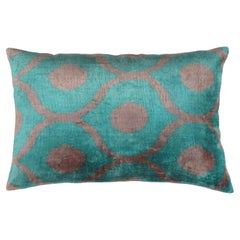 Pasargad Home Velvet Ikat Pillow, Green/Grey