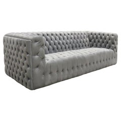 Pasargad Home Vicenza Collection Tufted Velvet Upholstered Chesterfield Sofa