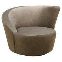 Pasargad Home Vicenza Premium Velvet Upholstered Swivel Chair, Mocha